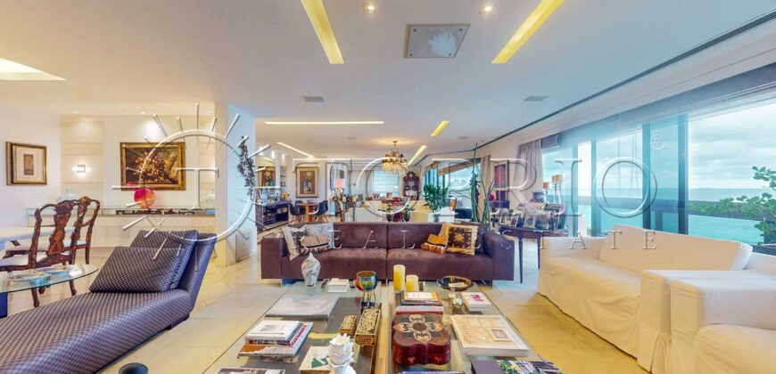 Apartamento de luxo na Av. Delfim Moreira com 435m² e vista frontal para o mar
