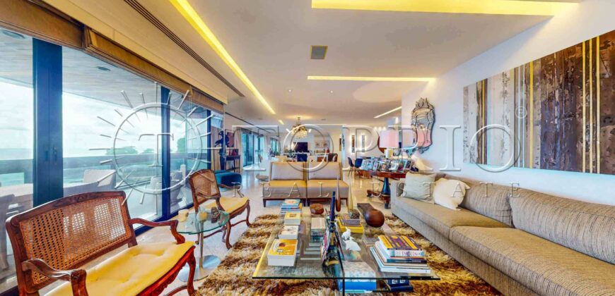 Apartamento de luxo na Av. Delfim Moreira com 435m² e vista frontal para o mar